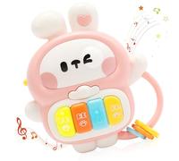 Giocattoli musicali per bambini 6-12 mesi, pianoforte coniglio per bambini giocattoli musicali per bambini 1-3 anni, vassoio occupato con musica e luce, giocattolo di compleanno per bambini