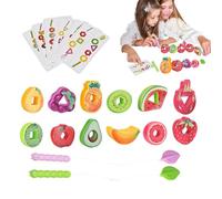 Giocattoli per allacciatura in legno, perline per allacciatura in legno | Gioco di classificazione di corrispondenza delle forme - Set di filetti di blocchi di legno a tema frutta, strumenti didattici