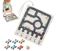 Giocattoli Per Auto In Legno - Labirinto In Legno Da Corsa con Tappetino Da Gioco In Tela | Gioco Interattivo Famiglia | Giochi Di Motricità Fine | Set Di Veicoli Educativi per Regali Di Festa