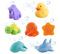 Giocattoli per Bagnetto, 7 pezzi Giocattoli da Bagnetto per Bambini, Giocattoli da Bagno Morbido, Per il Bagnetto, Senza Bisfenolo A,Animali Diversi, Ideale per il bagnetto Giochi Bagnetto