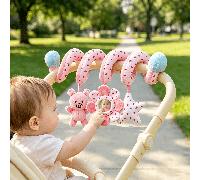 Giocattoli per bambini da 0-3 anni, giocattoli in peluche a spirale da appendere per culla, giocattoli da appendere per passeggino, gioco per bambini educazione precoce avvolgimento letto maiale rosa,