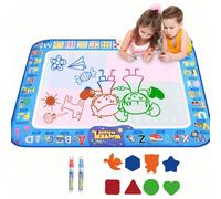 Giocattoli per bambini Tappeto magico da disegno ad acqua di 95 * 75 cm, grande tappeto magico ad acqua da disegno con 2 penne da disegno e 8 modelli di disegno, tappeto magico ad acqua riutilizzabile