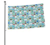 Giocattoli per cani Jack Russell, amanti dei cani Jack Russell, bandiere da 90 cm x 60 cm con occhielli, aste per bandiere da giardino personalizzate