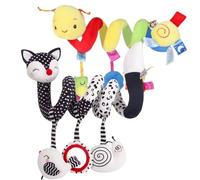 Giocattoli per culla, 2 pezzi spirale verme e volpe seggiolino auto per bambini con campanello che suona, giocattolo per passeggino sospeso, giocattoli per lo sviluppo per seggiolino auto regali da