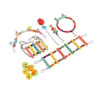 Giocattoli per Gabbie per Uccelli da Compagnia, Set di Giocattoli da Masticare Altalena per Pappagalli Decorazione Colorata 11 Pezzi per la Parte Superiore della Gabbia per Uccelli