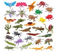 Giocattoli per insetti e - Mini set di figure da gioco, modelli realistici di farfalle mantide, coccinella, falena, libellula, 32 pezzi | Set da gioco educativo per bambini con decorazioni per b