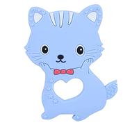 Giocattoli per la dentizione da cartone animato Forma di gatto animale silicone teether migliorare lo sviluppo della coordinazione del dolore superiore a 3 mesi blu rosa (Blu)