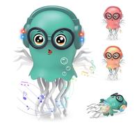 Giocattoli per meduse danza, giocattolo elettrico per meduse striscianti, luci e Musica, Stimola Sviluppo Cognitivo e Motorio,giocattolo interattivo Tummy Time Toys per ragazzi e ragazze (Ciano)