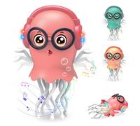 Giocattoli per meduse danza, giocattolo elettrico per meduse striscianti, luci e Musica, Stimola Sviluppo Cognitivo e Motorio,giocattolo interattivo Tummy Time Toys per ragazzi e ragazze (Rosso)