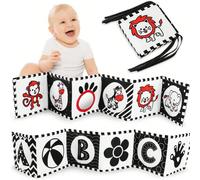 Giocattoli per neonati in bianco e nero, giocattoli per il tummy time ad alto contrasto per neonati 0-3 mesi, libri morbidi per bambini, giocattoli sensoriali Montessori per stimolazione visiva per ne