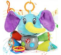Giocattoli per neonato, per bambine da 0 a 12 mesi, giocattolo multifunzionale luminoso in peluche elefante musicale, come giocattolo per dentizione, applicare per seggiolini auto, culle e passeggini