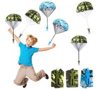 Giocattoli per Paracadute, FainFun 6 Paracadute Giocattolo, Paracadute Gioco per Bambini, Mini Paracadute Giocattolo, Giocattolo Paracadutista, Giochi all'aperto per Avventurieri (Camuffamento)