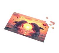 Giocattoli per ragazzi 4-6 Due delfini che si baciano al tramonto, puzzle per adulti, 1500 pezzi (500 pezzi)