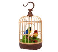 Giocattoli per uccelli per bambini che cantano e si muovono, uccelli parlanti realistici con luce in gabbia, divertimento attivato dalla voce per la stanza, giocattoli da scrivania, gabbia per uccell