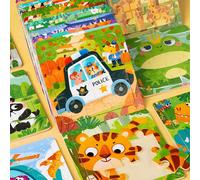 Giocattoli puzzle di legno per bambini, adatti per ragazzi e ragazze, puzzle di animali giocattoli Montessori, regali educativi per l'apprendimento per Natale e compleanni leone,giraffa,panda,tigre,ra