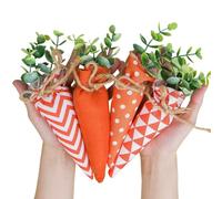 Giocattoli ripieni di carota pasquale, carota in tessuto artificiale, 4x fattoria in materia di verdure in feltro artificiale, Verdure stagionali stampare decorazioni di carote per cestini primaverili