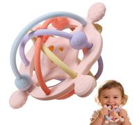 Giocattoli Sonaglio Dentizione Neonato, Sensoriali Giocattoli Silicone Palla da Massaggia Gengive Gioco Sensoriale Montessori in Silicone Alimentare Regalo per Bambino(Rosa)