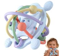 Giocattoli Sonaglio Dentizione Neonato, Sensoriali Giocattoli Silicone Palla da Massaggia Gengive Gioco Sensoriale Montessori in Silicone Alimentare Regalo per Bambino(Blu)