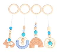 Giocattoli sospesi per palestrina per bambini 4 pezzi 4 stili 11" Giocattoli sospesi in legno per palestrina lisci e robusti essenziali per lo sviluppo infantile