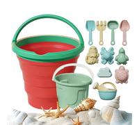 Giocattoli Spiaggia - Secchiello Pieghevole Set Sabbia | Kit 13 Pezzi Рaletta Rastrello Stamрi | Gioco Esterno Viaggio Sabbiera Bambini 3-8 Anni Vacanza Giardino