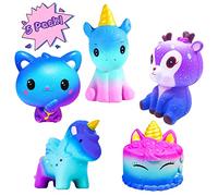 Giocattoli Squishies, Giocattoli Squishy a Rising Lento Galaxy Jumbo Squishies Profumato Sollievo Stress Squeeze Pack Include Dente di Cervo Panda Unicorno per Bambini Adulti