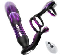 Giocattoli vibranti con anello vibrante, massaggiatori con telecomando, plug anali antiscivolo (dotati di 7 modalità di vibrazione e funzione di simulazione del movimento delle dita)