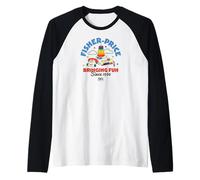 Giocattoli Vintage Fisher-Price Che Portano Divertente Design retrò Maglia con Maniche Raglan
