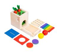 Giocattoli Wooden Montessori, Kit Montessori Toys 4 in 1 include game di drop di bastoncini, raccolta di carote, banca di monete, goccia a sfera, regalo per ragazzi di età superiore ai 12 mesi e gioc