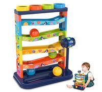 Giocattolo a caduta di palline, torre a caduta di palline 5 livelli con rampe rotanti, martello e 4, giocattolo educativo in plastica ABS per neonati e bambini di 3 anni, per ba