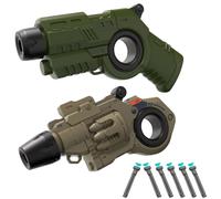 Giocattolo a doppia pistola + 6 Soft Bullet Gun Toy,molteplici possibilità di gioco con rotella a punta delle dita, compatto e leggero, antistress, da collezionare/regalare (sabbia + verde)