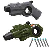 Giocattolo a doppia pistola + 6 Soft Bullet Gun Toy,molteplici possibilità di gioco con rotella a punta delle dita, compatto e leggero, antistress, da collezionare/regalare (grigio + verde)