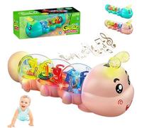 Giocattolo a Forma Di Bruco Luminoso E Strisciante, Ideale per Il Gioco a Pancia in Giù, Con Luci E Musica, Giocattolo Interattivo Forma Di Animale Muove, Giocattolo Spinta Traino Luminoso(Pink)