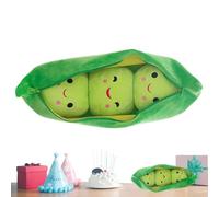 Giocattolo a forma di piselli in peluche - 3 piselli in una cialda, abbraccio morbido e confortevole, vegetale fantasia, statuetta di espressione | cuscino vegetale verde, decorazione per la casa