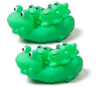 Giocattolo a forma di rana, 2 set di giocattoli a forma di rana, giocattoli per vasca da bagno per mamma e bambino che stridono per bambini, da bagno in vinile morbido e sicuro per il gioc