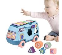 Giocattolo a percussione per bambini, giocattolo di autobus musicale - pianoforte interattivo con musica/luce | Veicolo per raccontare storie in età prescolare, macchina per racconti di puzzle di
