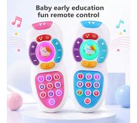 Giocattolo a telecomando per neonati, giocattolo telefono Montessori per bambini, luci soffuse e ninne nanne delicate, pulsanti in silicone, regalo a sorpresa per bambini blu,rossoFumettoABS