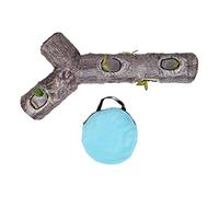 Giocattolo a tubo tunnel per gatti, pieghevole, lavabile, realistico, con venature del legno, tunnel di gioco interattivo per gatti, cuccioli, conigli, tessuto in poliestere, 59,1