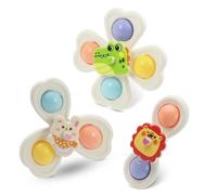 Giocattolo a ventosa per bambini, 3 pezzi, bisfenolo A, senza bisfenolo, con ventosa, adatto per giocattoli per bambini a partire dai 3 mesi, giocattolo da viaggio, giocattolo da bagno per gite
