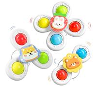 Giocattolo a ventosa per bambini, 3 pezzi, giocattolo per bambini a partire dai 3 mesi, giocattolo per vasca da bagno, giocattolo da viaggio, giocattolo sensoriale per bambini, spinner con ventosa