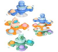Giocattolo a ventosa per bambini, 3 pezzi, giocattolo per bambini a partire dai 3 mesi, giocattolo per vasca da bagno, giocattolo da viaggio, giocattolo sensoriale per bambini, spinner con ventosa