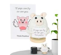 Giocattolo all'uncinetto positivo animale punto di supporto emotivo giocattolo all'uncinetto incoraggiante con carta positiva | Divertenti animali carini fatti a mano decorazione stimolante per