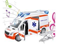 Giocattolo ambulanza - Veicolo di soccorso con luci e suoni - Ambulanza elettrica da 27 cm Gioco di finzione | Giocattolo per veicolo di soccorso cittadino con barella | per bambini sopra i 3