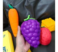 Giocattolo anti-stress a forma di frutta gigante extra large realistico a lento rimbalzo, texture super morbida a forma di raviolo, carota, banana, fragola, uva, burro e formaggio, in gomma TPR, gioca