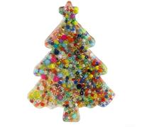 Giocattolo antistress in silicone con cuscinetto testurizzato e perline incorporate per la stimolazione sensoriale, adatto per gestire i comportamenti di raccolta della pelle (l'albero di Natale)