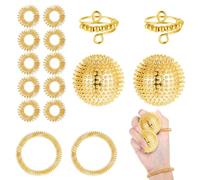 Giocattolo antistress, set da 16 pezzi, anti-stress, anello per agopressione, skills borderline, palla riccio in metallo, per adulti e bambini per il relax