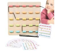 Giocattolo con allacciatura per bambini,Giocattoli con infilatura per bambini | Gioco di puzzle per l'apprendimento dei colori in legno - Giocattolo educativo prescolare con corde, giocattoli con alla