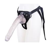 Giocattolo con cinturino for coppie e lesbiche, cinturino con cinturino in silicone realistico indossabile con anello in metallo, vita regolabile, giocattolo sessuale for adulti for il piacere femmini