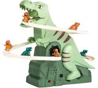Giocattolo con dinosauro che sale le scale, montagne russe elettriche con dinosauri, pista da corsa elettrica con luci e musica, divertente scivolo sulle montagne russe, regalo per bambini