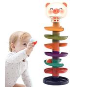 Giocattolo con pista per palline rotanti, giocattolo per bambini con rampa per palline, Giocattoli impilabili per la caduta delle palline, Gioco con scivolo a sfera impilabile da 1 a 3 anni Torre con