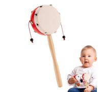 Giocattolo con sonaglio musicale, tamburi di scimmia in legno fatti a mano,Tamburo a sonagli sicuro e divertente | Handle Drum Fun Strumenti a batteria e percussioni per bambini per il compleanno, Nat